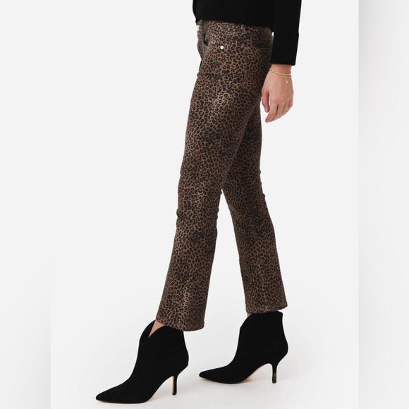 Frame Womens Le Crop Mid-rise Coated Leopard Print Mini Bootcut Jeans Si… - Picture 3 of 13
